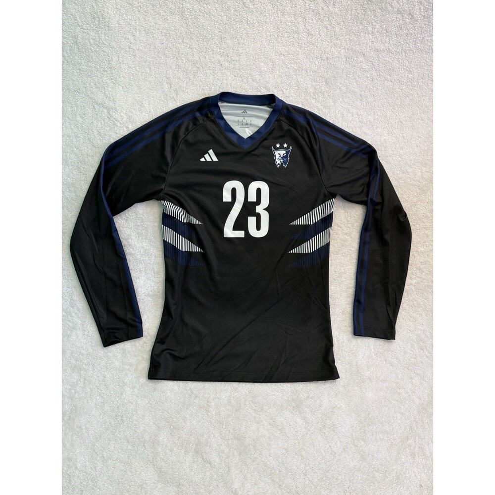 adidas Men’s Black White Navy Long Sleeve Soccer Jersey Shirt Size M 23 Bobcats